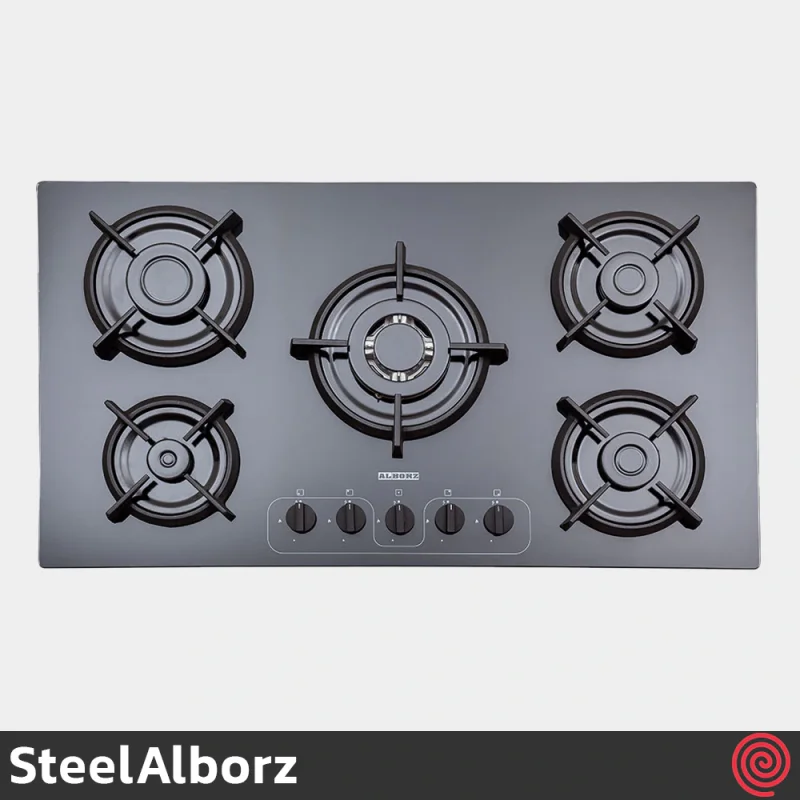 اجاق گاز صفحه ای 5 شعله استیل البرز مدل SteelAlborz G-5968I | بدنه شیشه ای