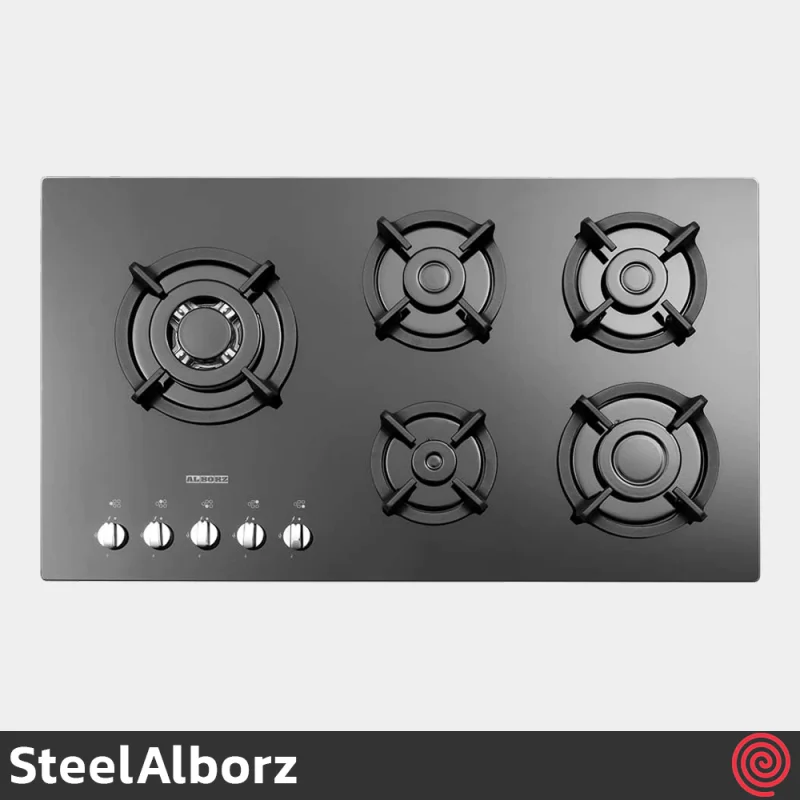 اجاق گاز صفحه ای 5 شعله استیل البرز مدل SteelAlborz G-5957IL | بدنه شیشه ای