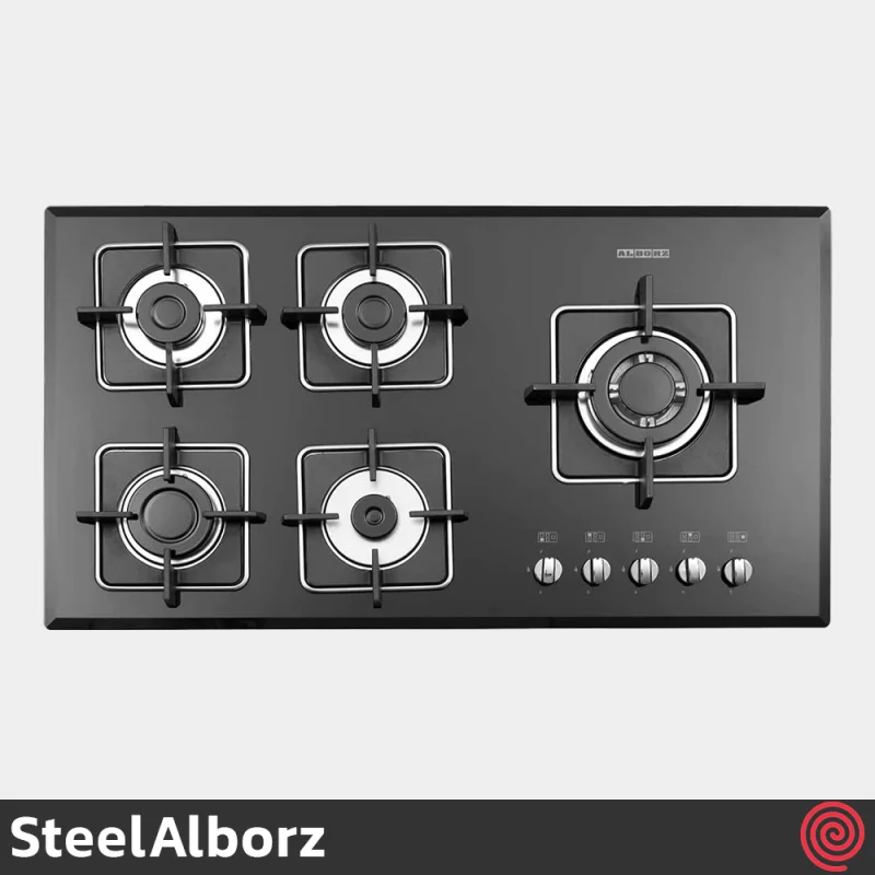 اجاق گاز صفحه ای 5 شعله استیل البرز مدل SteelAlborz G-5959IR | بدنه شیشه ای