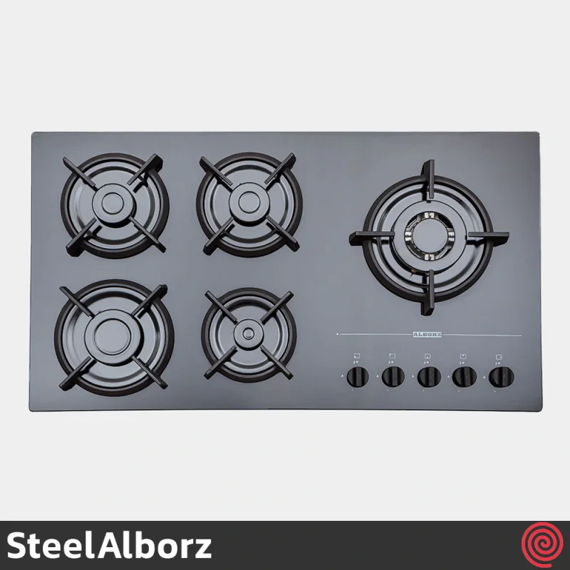 اجاق گاز صفحه ای 5 شعله استیل البرز مدل SteelAlborz G-5967IR | بدنه شیشه ای