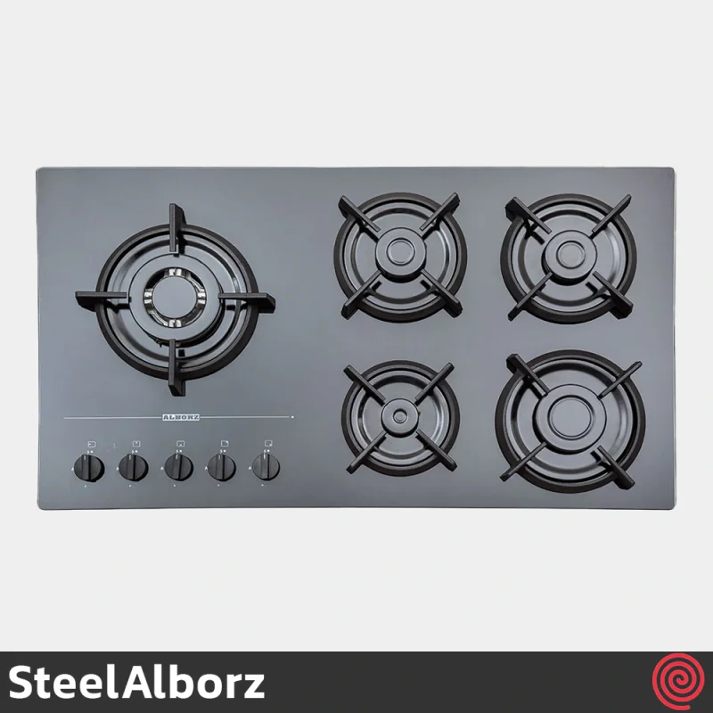 اجاق گاز صفحه ای 5 شعله استیل البرز مدل SteelAlborz G-5967IL | بدنه شیشه ای