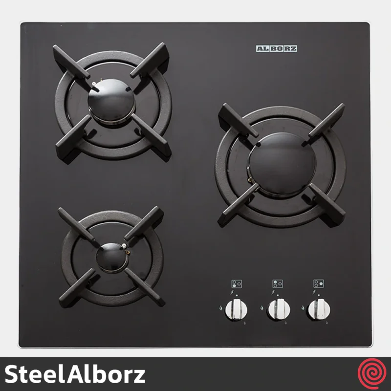 اجاق گاز صفحه ای 3 شعله استیل البرز مدل SteelAlborz G-3501 | بدنه شیشه ای
