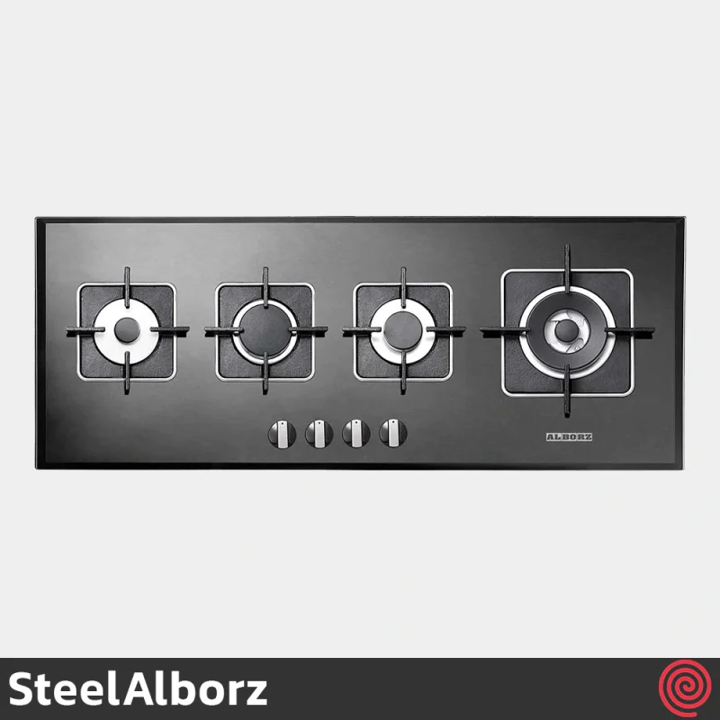 اجاق گاز صفحه ای 4 شعله استیل البرز مدل SteelAlborz G-4101 | بدنه شیشه ای