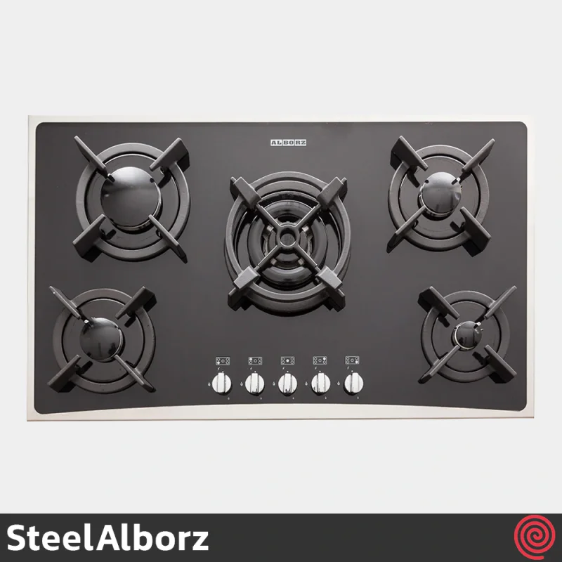 اجاق گاز صفحه ای 5 شعله استیل البرز مدل SteelAlborz G-5904S | بدنه شیشه ای