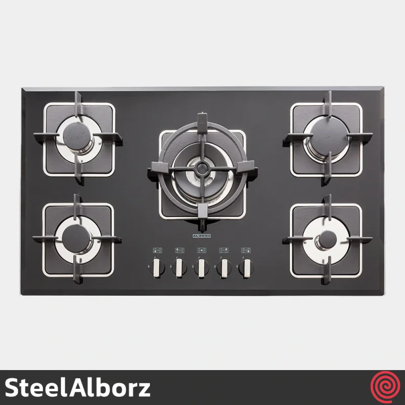 اجاق گاز صفحه ای 5 شعله استیل البرز مدل SteelAlborz G-5910 | بدنه شیشه ای