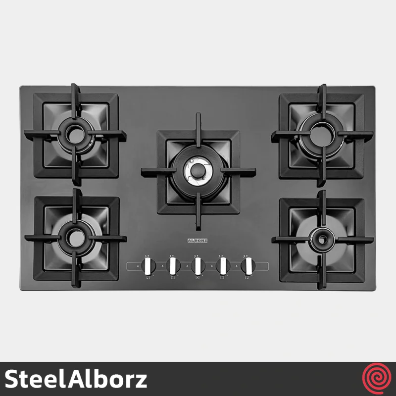 اجاق گاز صفحه ای 5 شعله استیل البرز مدل SteelAlborz G-5913(Chef) | بدنه شیشه ای