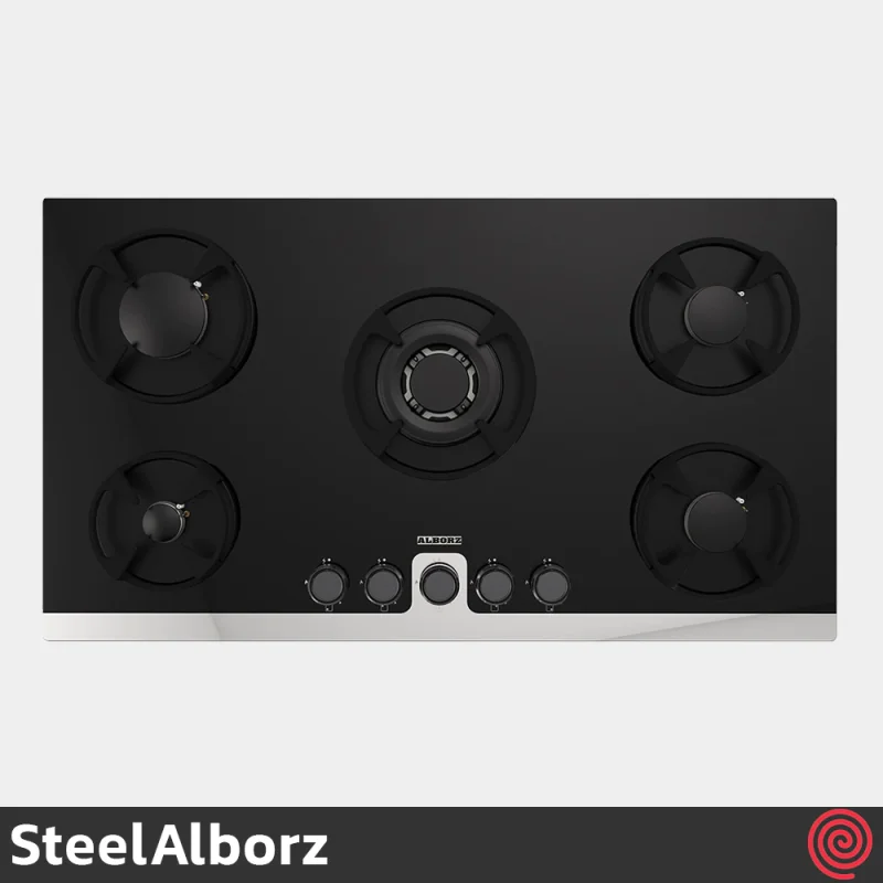 اجاق گاز صفحه ای 5 شعله استیل البرز مدل SteelAlborz G-5914 | بدنه شیشه ای
