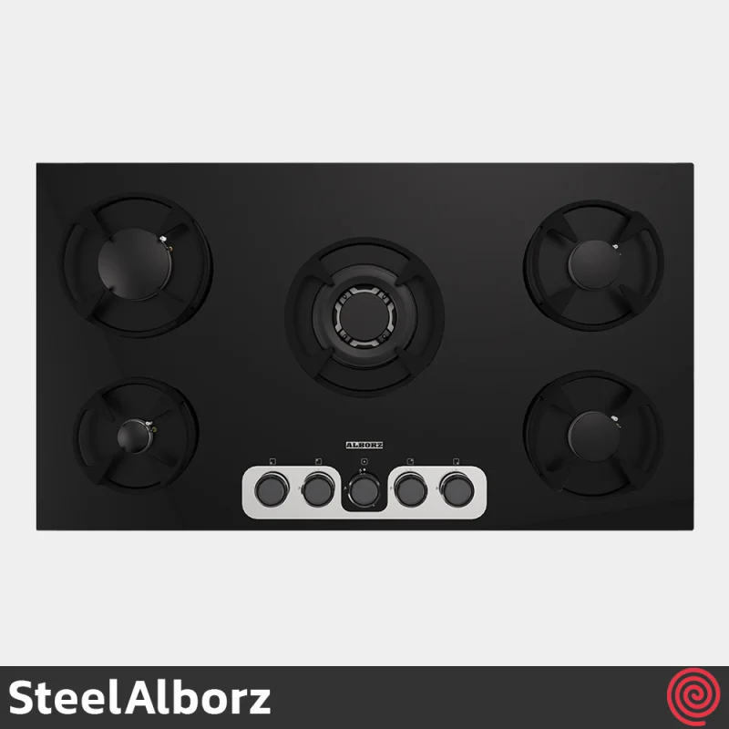 اجاق گاز صفحه ای 5 شعله استیل البرز مدل SteelAlborz G-5918 | بدنه شیشه ای