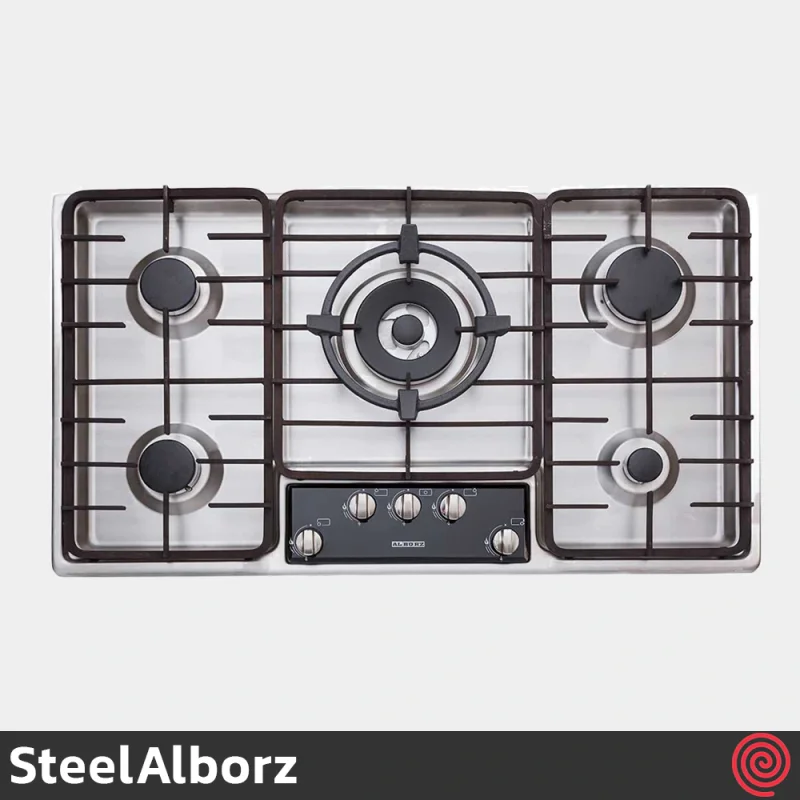 اجاق گاز صفحه ای 5 شعله استیل البرز مدل SteelAlborz S-5901 | بدنه استیل