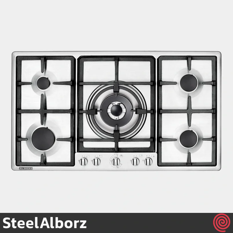 اجاق گاز صفحه ای 5 شعله استیل البرز مدل SteelAlborz S-5902 | بدنه استیل