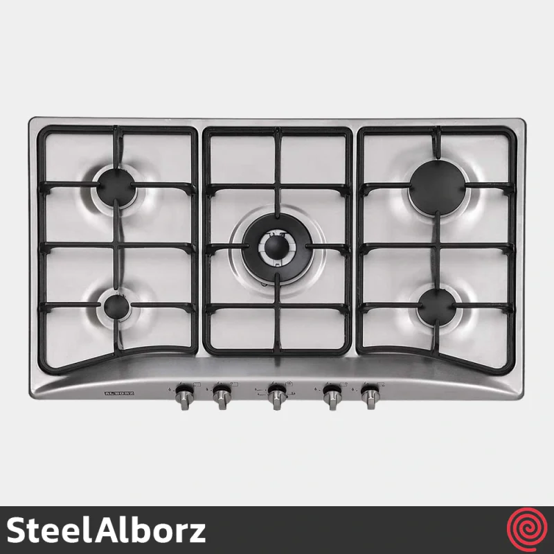 اجاق گاز صفحه ای 5 شعله استیل البرز مدل SteelAlborz S-5904 | بدنه استیل