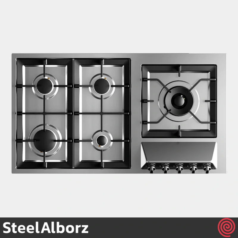 اجاق گاز صفحه ای 5 شعله استیل البرز مدل SteelAlborz S-5919 | بدنه استیل