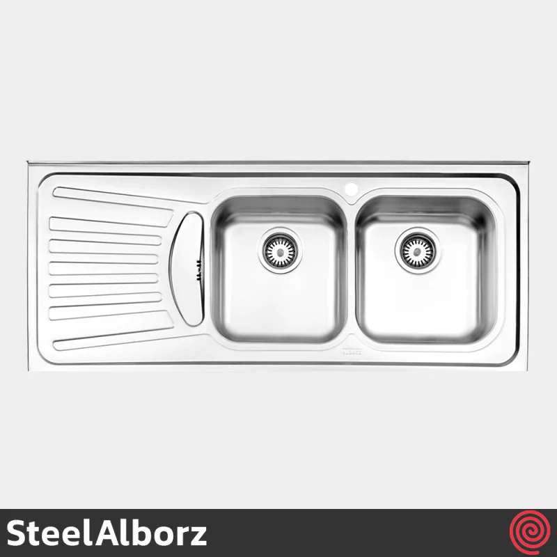 سینک ظرفشویی استیل البرز مدل SteelAlborz 725/50 | دو لگنه فانتزی روکار