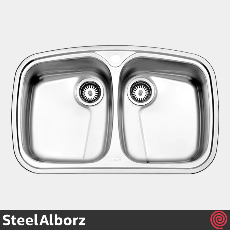 سینک ظرفشویی استیل البرز مدل SteelAlborz 628/50 | دو لگنه فانتزی توکار