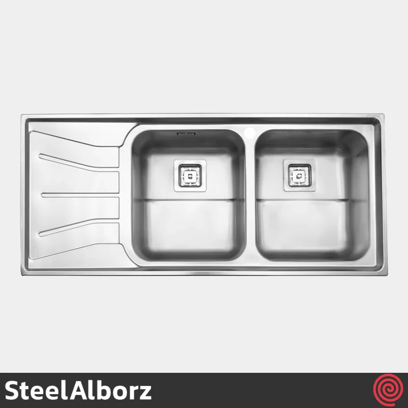 سینک ظرفشویی استیل البرز مدل SteelAlborz 737/52 | دو لگنه فانتزی توکار