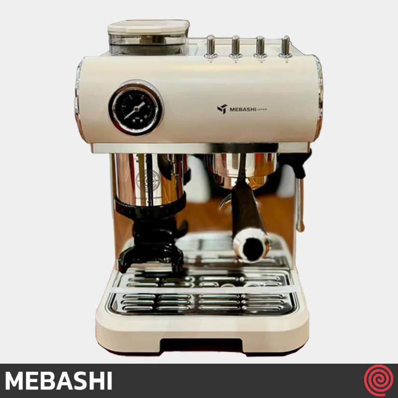 اسپرسو ساز مباشی مدل Mebashi ME-CCM2071 | رنگ کرم، نیمه اتوماتیک با آسیاب و فشار 19 بار