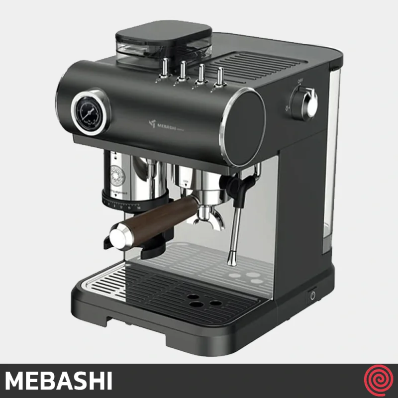 اسپرسو ساز مباشی مدل Mebashi ME-CCM2071 | رنگ مشکی، نیمه اتوماتیک با آسیاب و فشار 19 بار