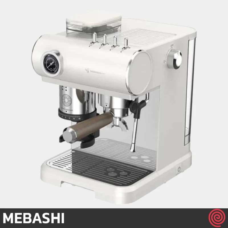 اسپرسو ساز مباشی مدل Mebashi ME-CCM2071 | رنگ سفید، نیمه اتوماتیک با آسیاب و فشار 19 بار