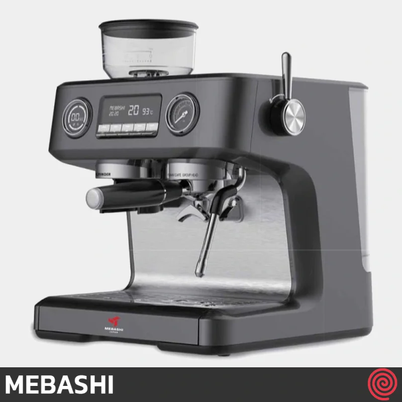 اسپرسو ساز مباشی مدل Mebashi ME-CCM2058 | رنگ مشکی، نیمه اتوماتیک با آسیاب و فشار 20 بار