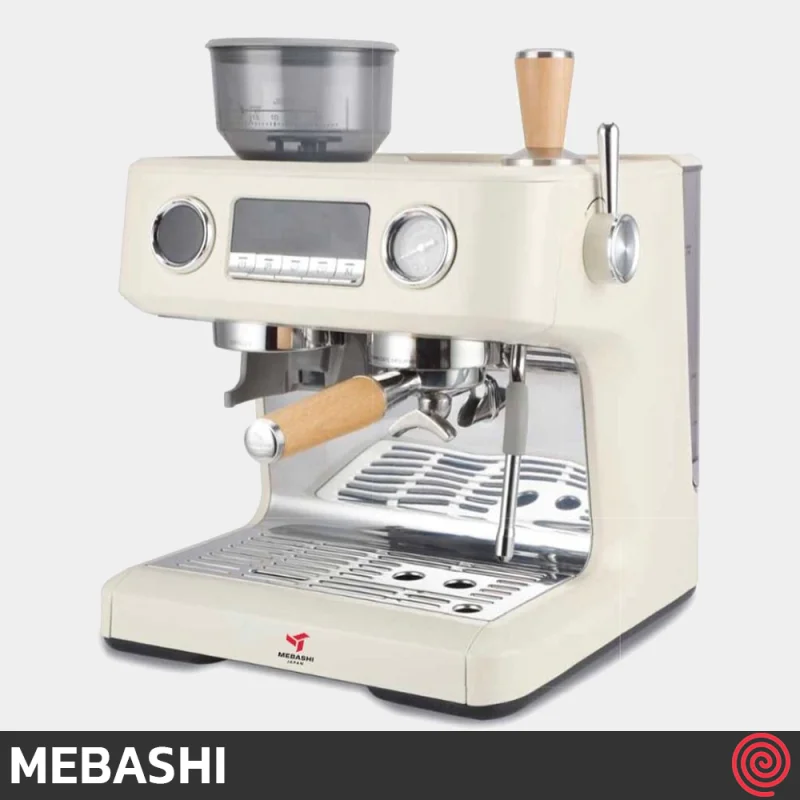 اسپرسو ساز مباشی مدل Mebashi ME-CCM2058 | رنگ کرم، نیمه اتوماتیک با آسیاب و فشار 20 بار