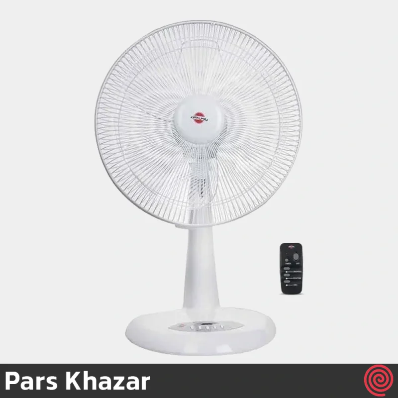 پنکه رومیزی پارس خزر مدل ریما - Pars Khazar RIMA | رنگ سفید، با ریموت کنترل، 3 سرعته