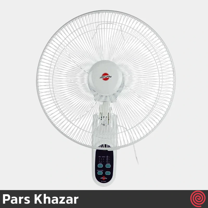پنکه دیواری پارس خزر مدل Pars Khazar ES7020R(WKAI) | رنگ سفید با ریموت کنترل، 3 سرعته