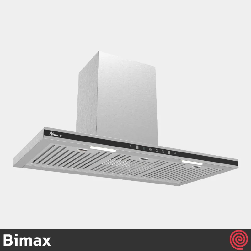 هود شومینه ای بیمکث مدل Bimax 1301 | رنگ استیل، سایز 90 با موتور توربو 4 دور