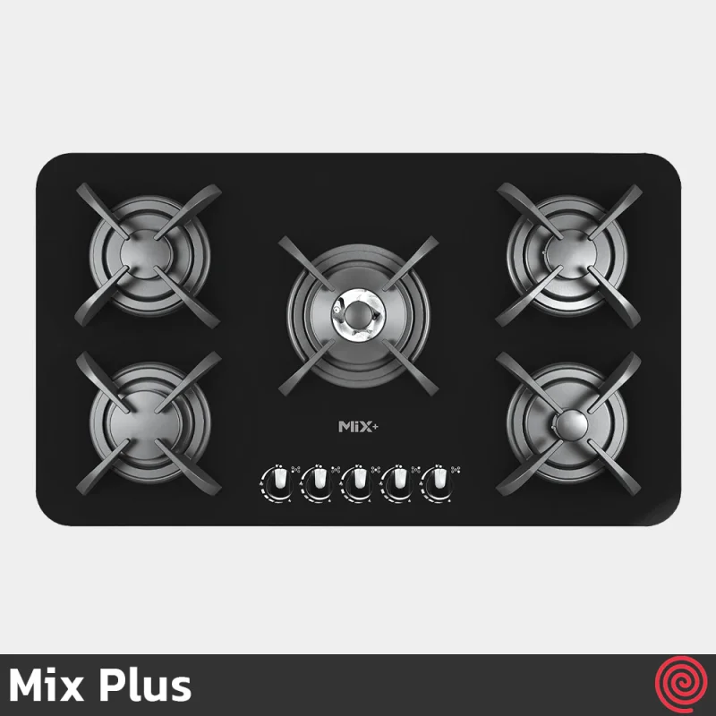 اجاق گاز صفحه ای 5 شعله میکس پلاس مدل Mix Plus PARDYC B | بدنه شیشه ای