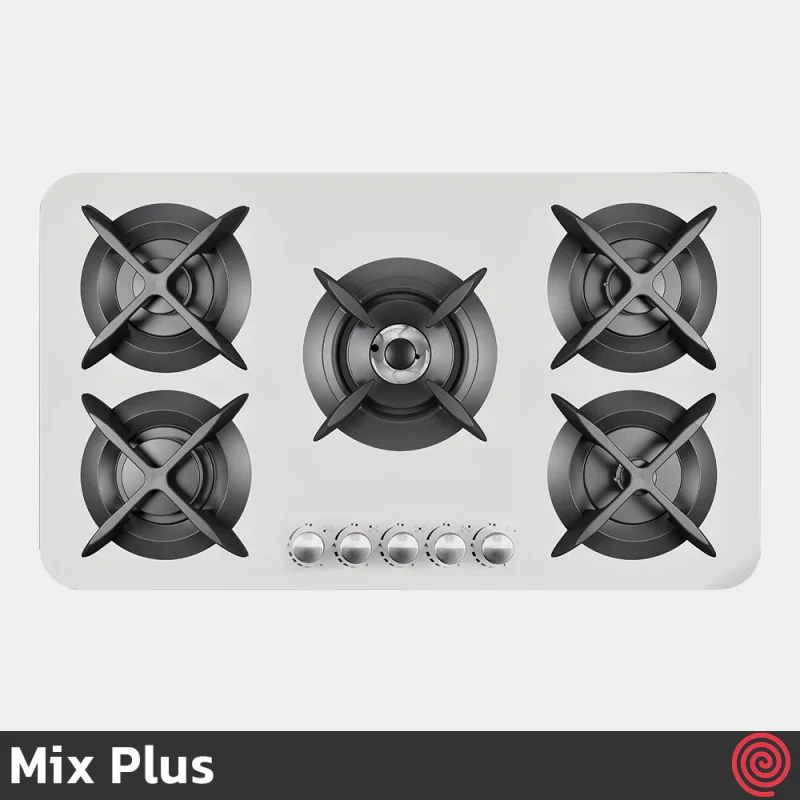 اجاق گاز صفحه ای 5 شعله میکس پلاس مدل Mix Plus APPLE W | بدنه شیشه ای