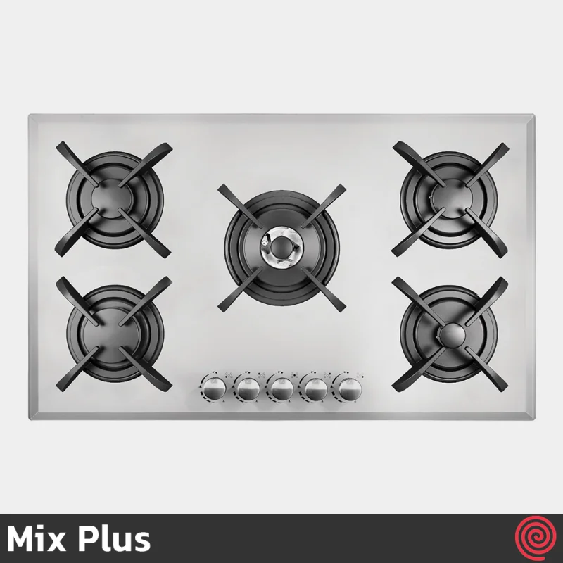 اجاق گاز صفحه ای 5 شعله میکس پلاس مدل Mix Plus G502W | بدنه شیشه ای