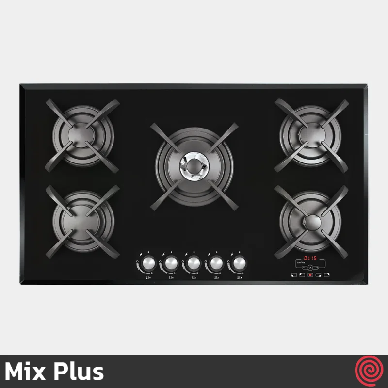 اجاق گاز صفحه ای 5 شعله میکس پلاس مدل Mix Plus GT502 | بدنه شیشه ای
