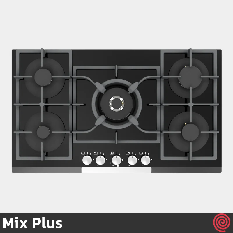 اجاق گاز صفحه ای 5 شعله میکس پلاس مدل Mix Plus CG9571M | بدنه شیشه ای