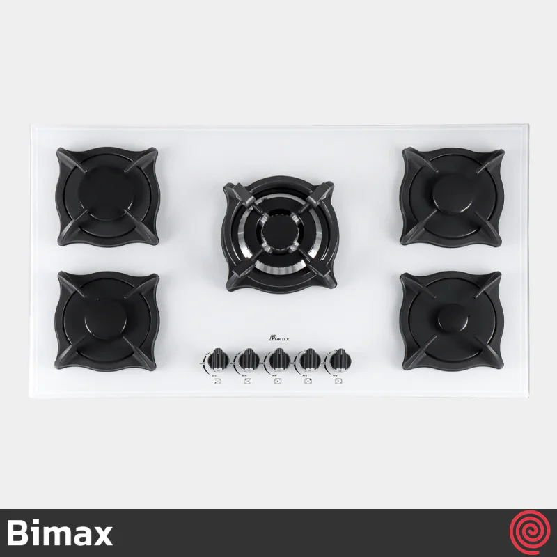 اجاق گاز صفحه ای 5 شعله بیمکث مدل Bimax 5087 | بدنه شیشه ای
