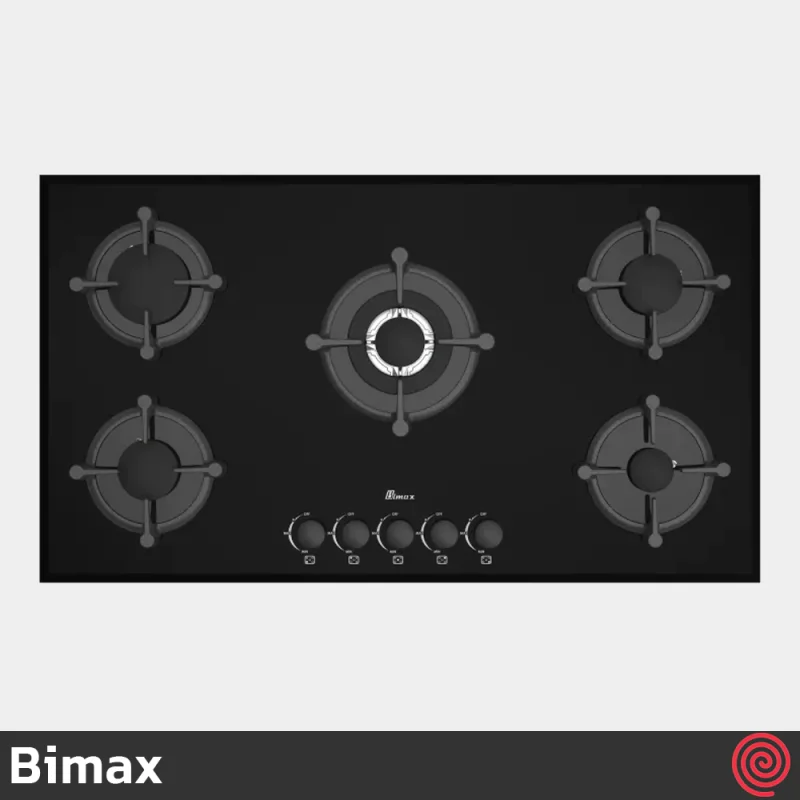 اجاق گاز صفحه ای 5 شعله بیمکث مدل Bimax 5073 | بدنه شیشه ای
