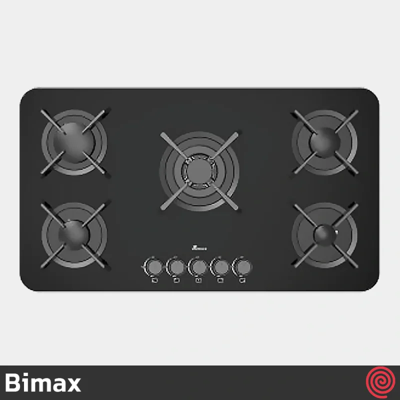 اجاق گاز صفحه ای 5 شعله بیمکث مدل Bimax 2106 | بدنه شیشه ای