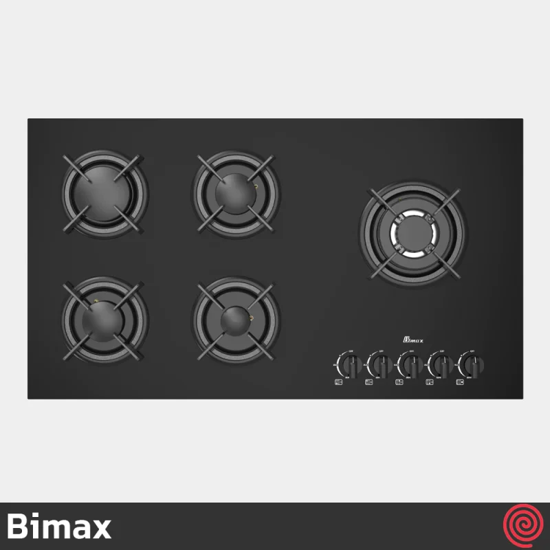 اجاق گاز صفحه ای 5 شعله بیمکث مدل Bimax 2103 | بدنه شیشه ای