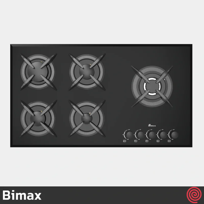 اجاق گاز صفحه ای 5 شعله بیمکث مدل Bimax 2101 | بدنه شیشه ای