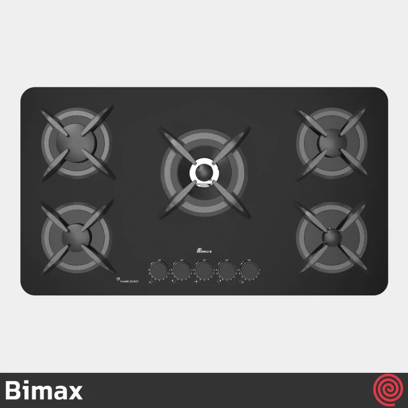 اجاق گاز صفحه ای 5 شعله بیمکث مدل Bimax 2206 | بدنه شیشه ای