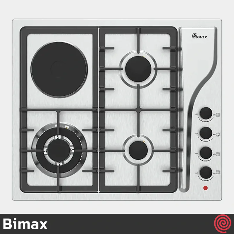 اجاق گاز صفحه ای 4 شعله بیمکث مدل Bimax 0068 | بدنه استیل با المنت برقی