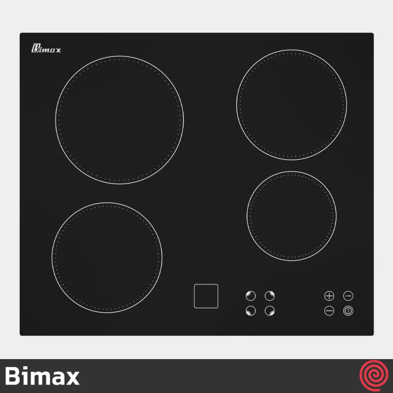 اجاق گاز صفحه ای 4 شعله بیمکث مدل Bimax 0021 | مدل برقی و بدنه شیشه ای