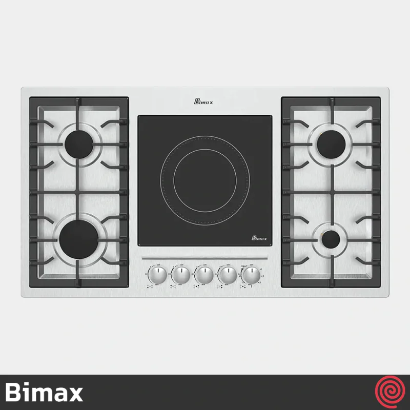 اجاق گاز صفحه ای 5 شعله بیمکث مدل Bimax 0026 | مدل گازی و برقی، بدنه استیل