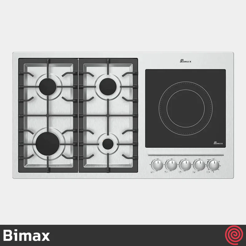 اجاق گاز صفحه ای 5 شعله بیمکث مدل Bimax 0027 | مدل گازی و برقی، بدنه استیل