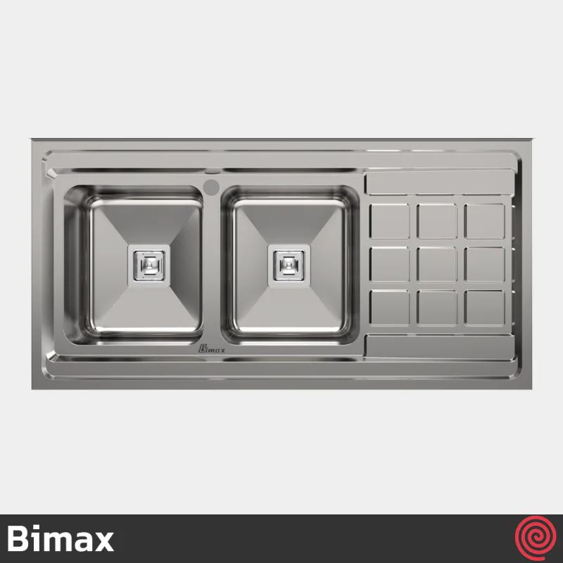 سینک ظرفشویی بیمکث مدل Bimax 919-60 | دو لگنه فانتزی روکار
