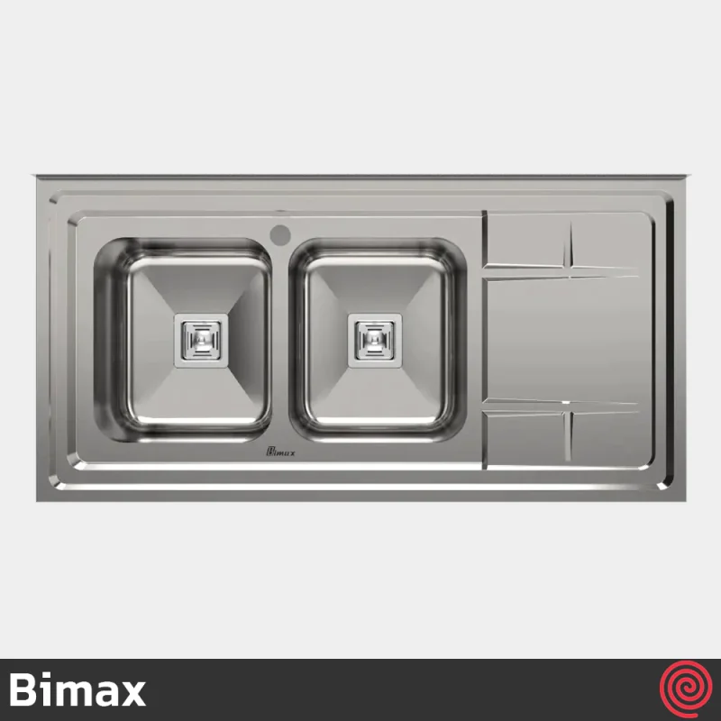 سینک ظرفشویی بیمکث مدل Bimax 926-60 | دو لگنه فانتزی روکار