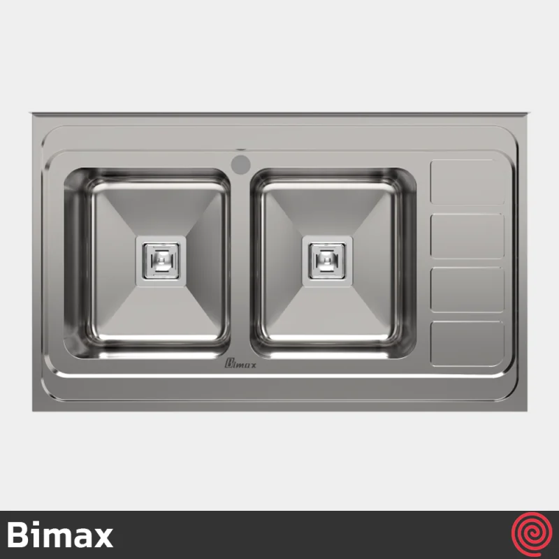 سینک ظرفشویی بیمکث مدل Bimax 939-60 | دو لگنه فانتزی روکار