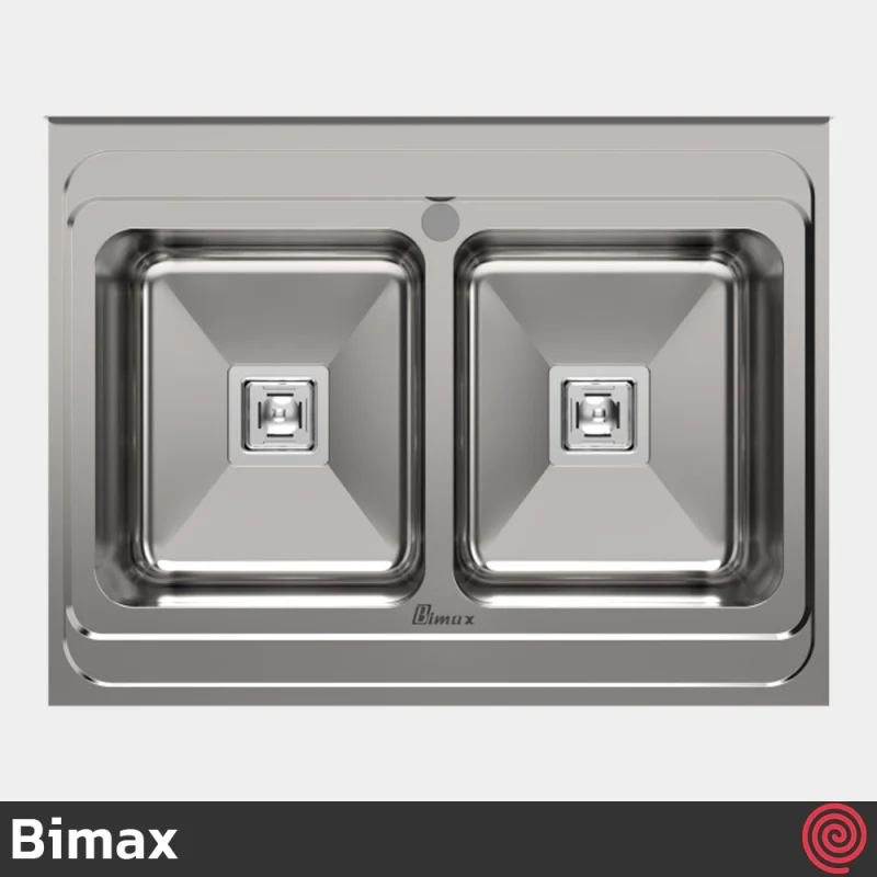 سینک ظرفشویی بیمکث مدل Bimax 935-60 | دو لگنه فانتزی روکار