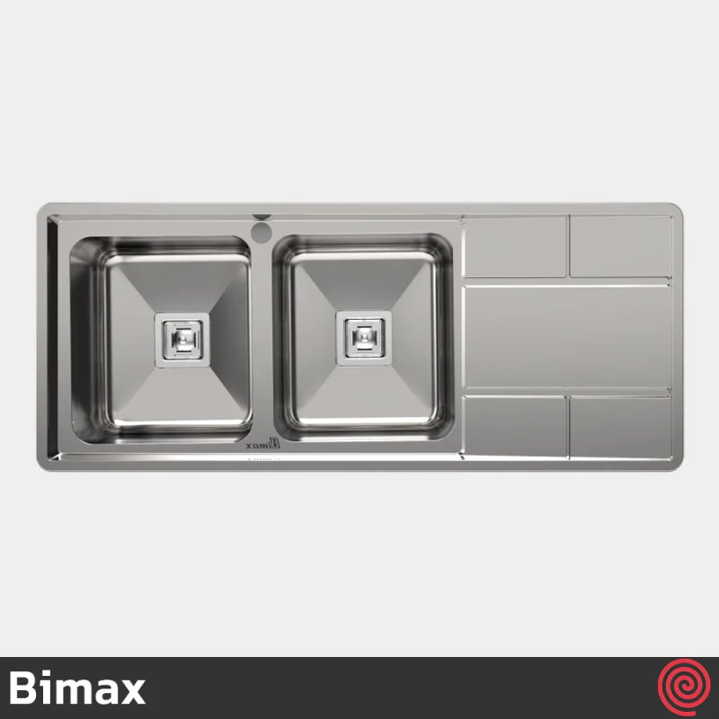 سینک ظرفشویی بیمکث مدل Bimax 924-50 | دو لگنه فانتزی توکار