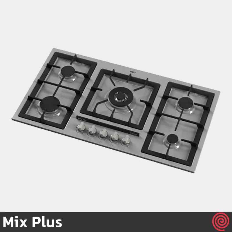 اجاق گاز صفحه ای 5 شعله میکس پلاس مدل Mix Plus E518G | رنگ طوسی، بدنه لعابی