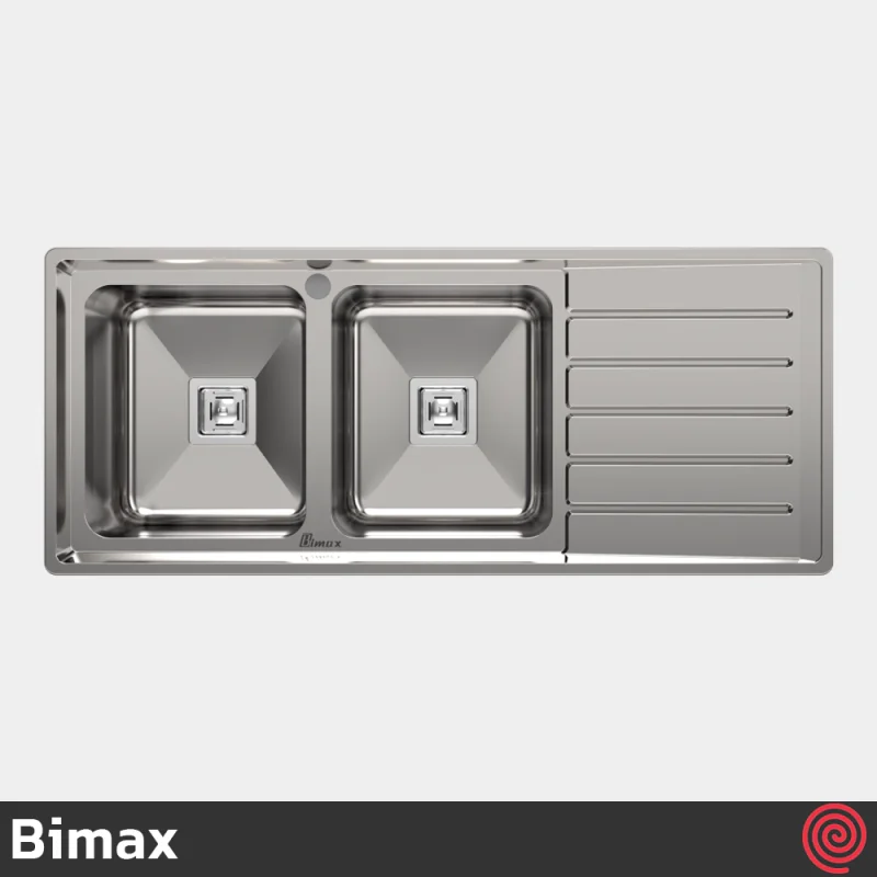 سینک ظرفشویی بیمکث مدل Bimax 921-50 | دو لگنه فانتزی توکار