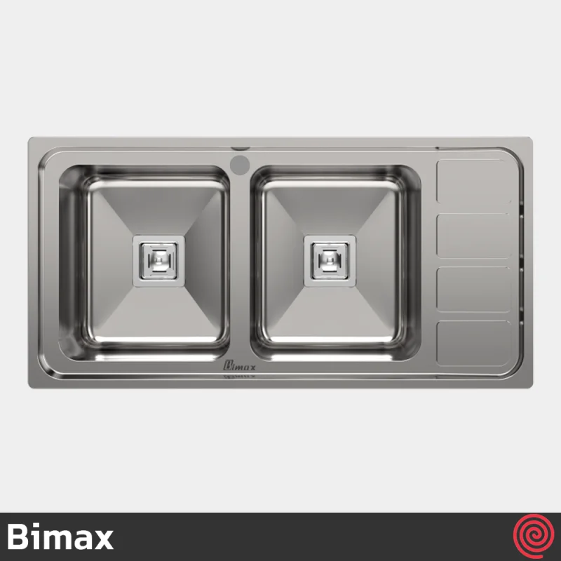 سینک ظرفشویی بیمکث مدل Bimax 938-50 | دو لگنه فانتزی توکار